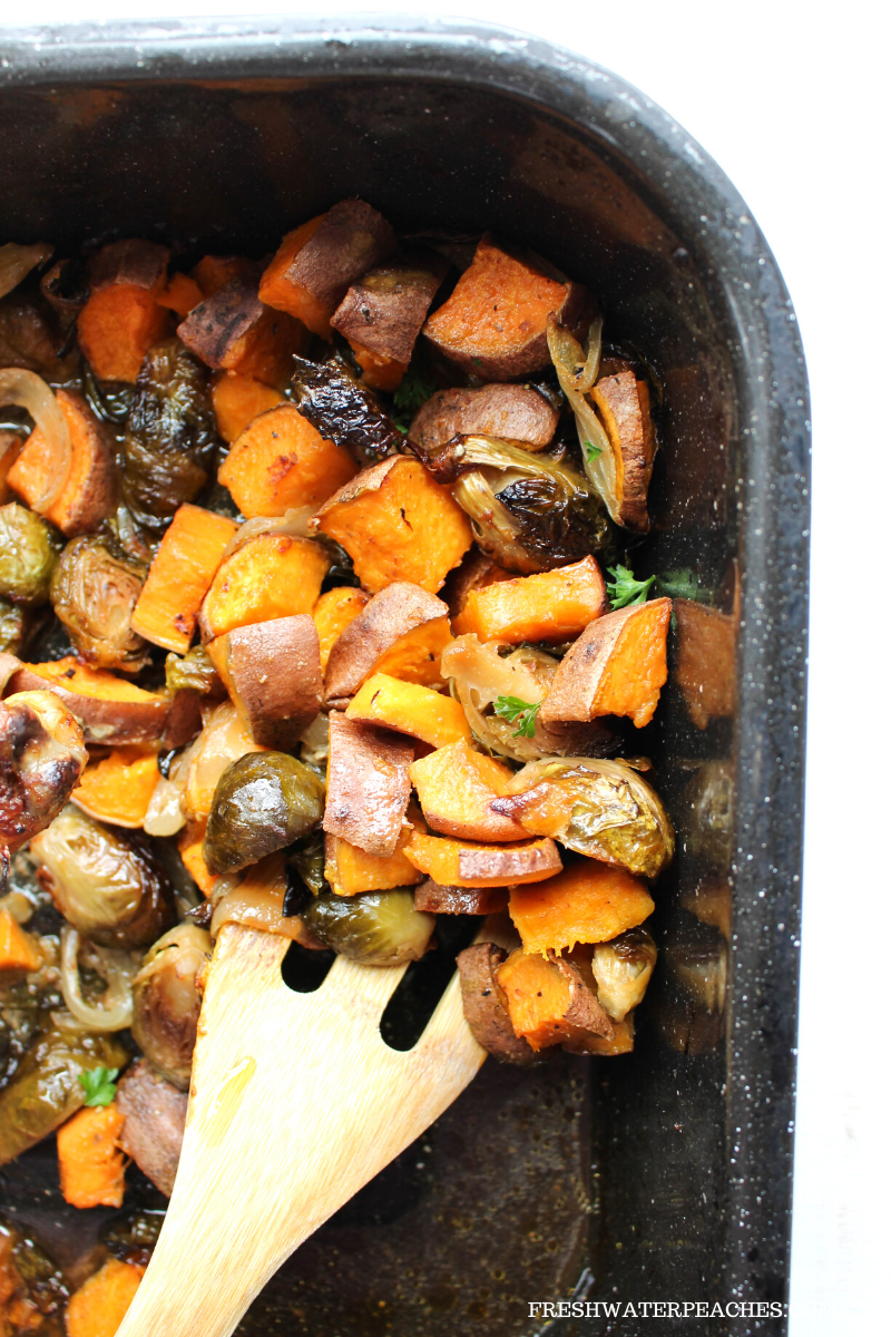Roasted Vegetables in pan.
