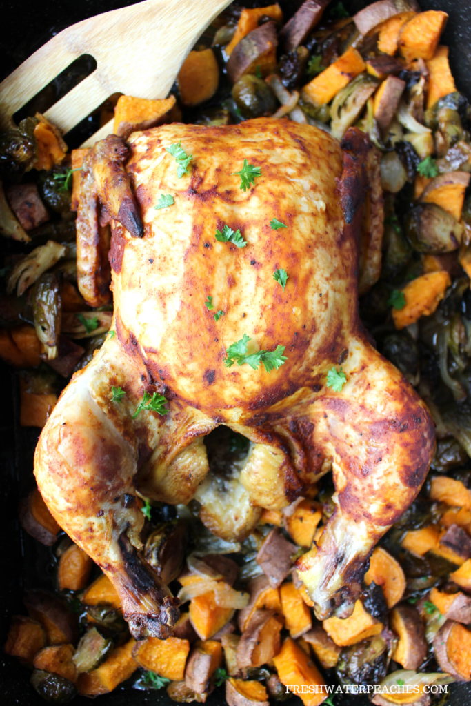 Easy Baked BBQ in baking pan fresh out of the oven.