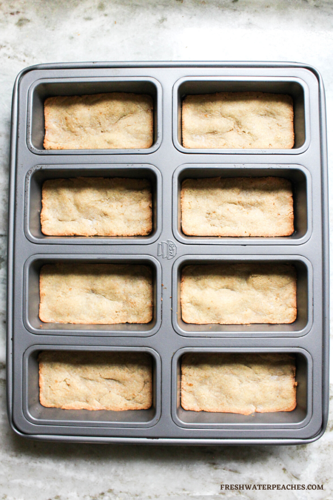 shortbread base right after being baked.