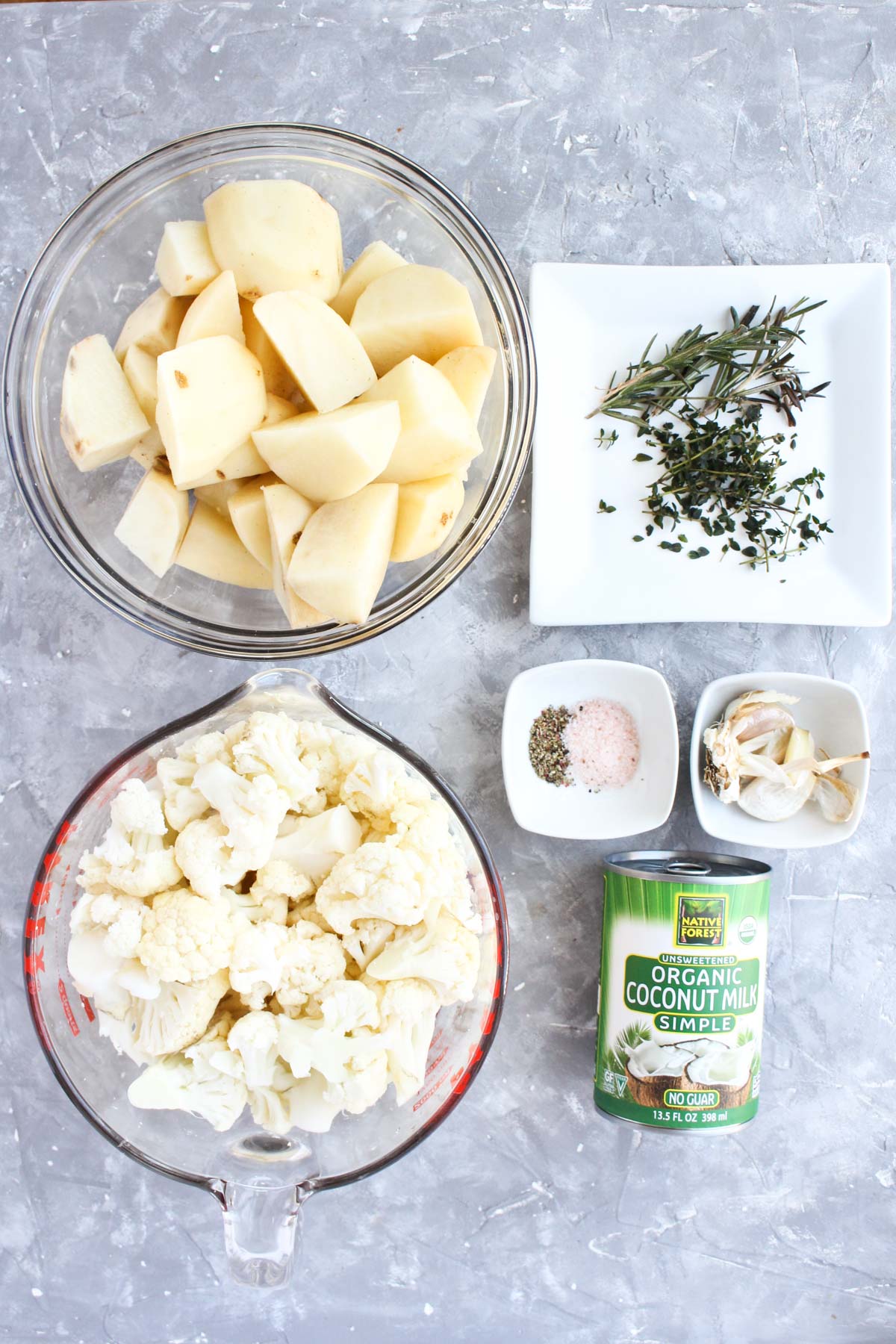 Ingredients for mashed potatoes.