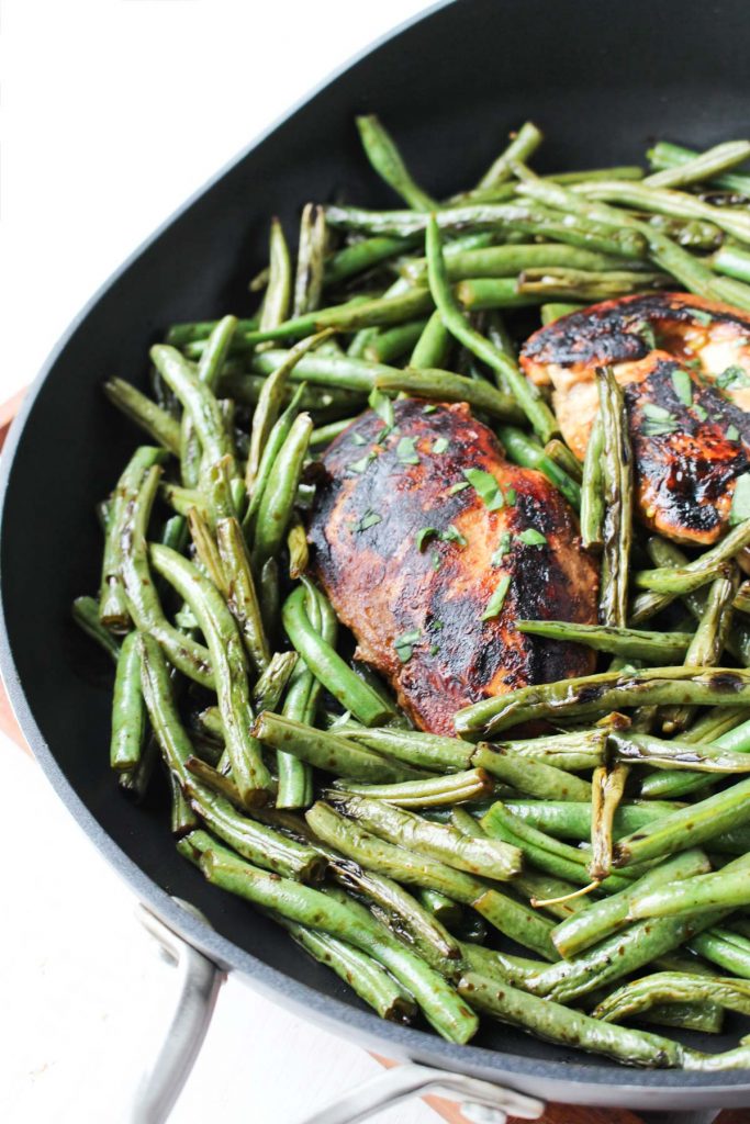 Easy Balsamic Chicken Dinner in large sauté pan waiting to be served!