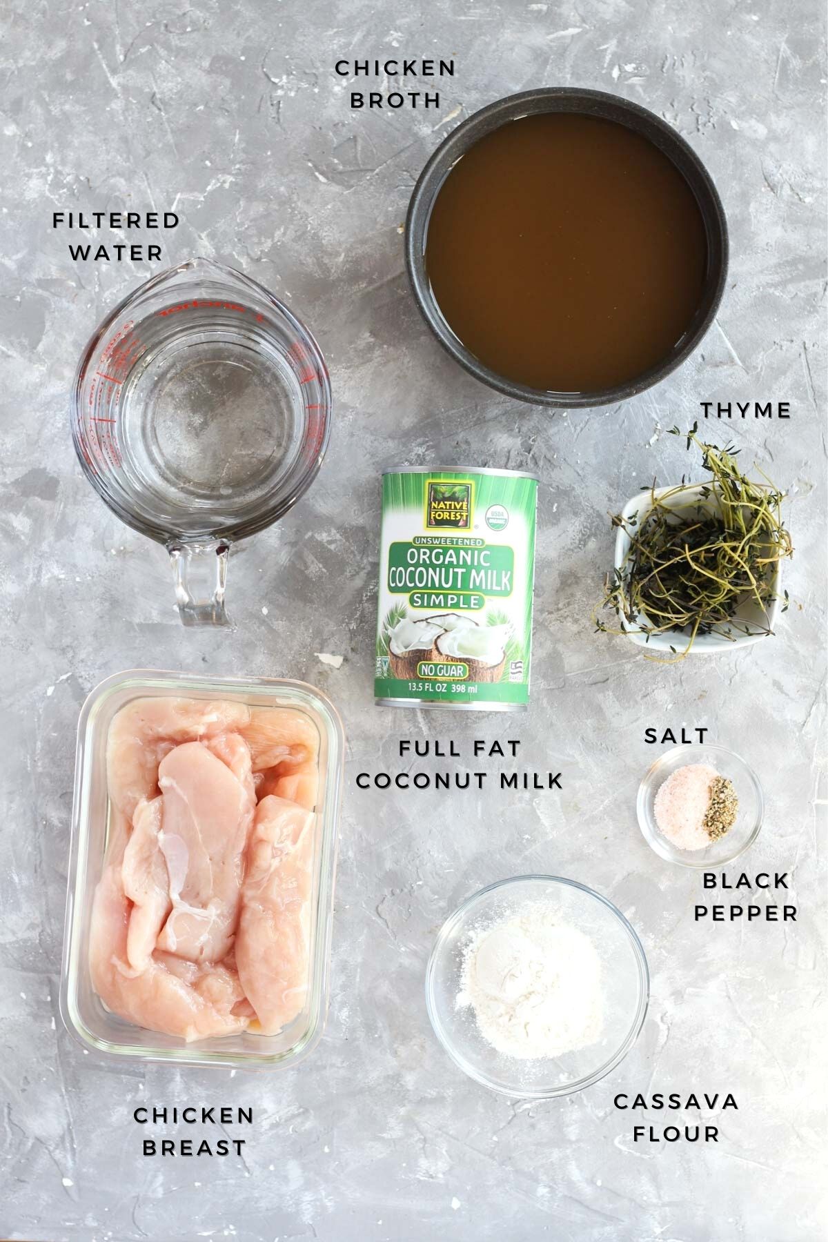 Broth and seasoning ingredients laid out.