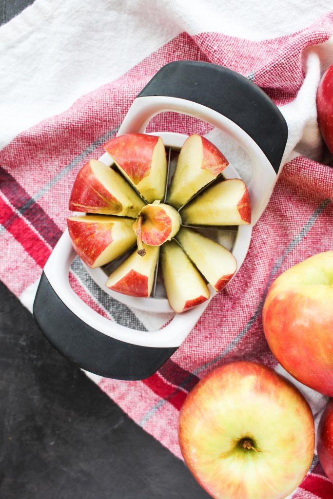 Apples being sliced.