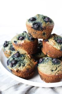 Muffins stacked on top of each other.
