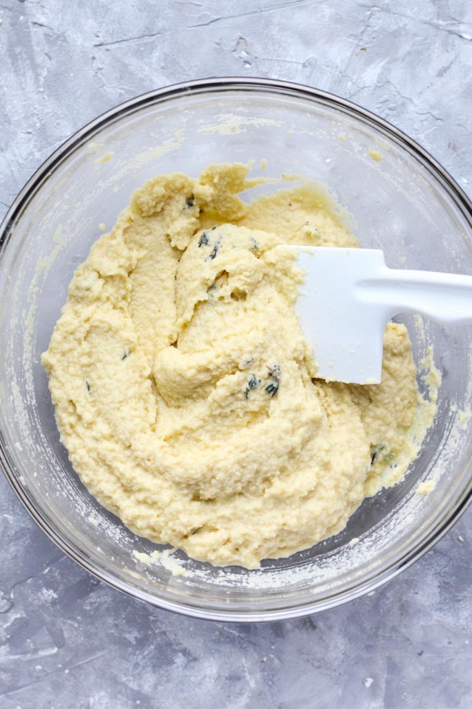 Focaccia dough in the mixing bowl.