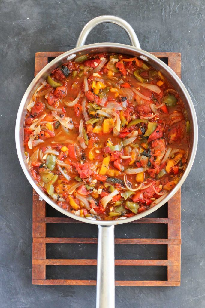 Sauce after it has simmered for 30 minutes.