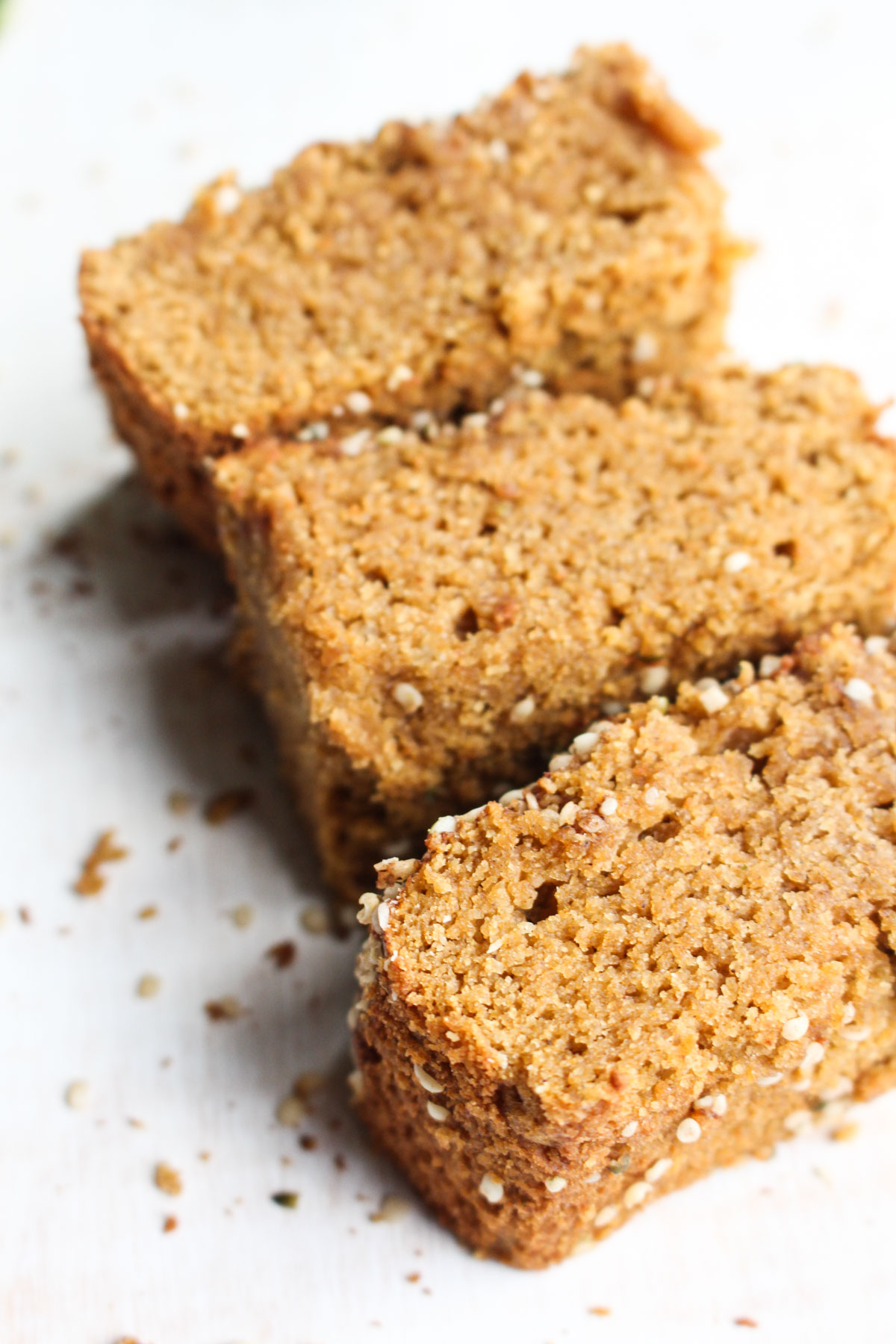 Pumpkin cake tilted on its side.