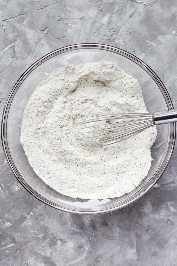 Dry ingredients in mixing bowl.