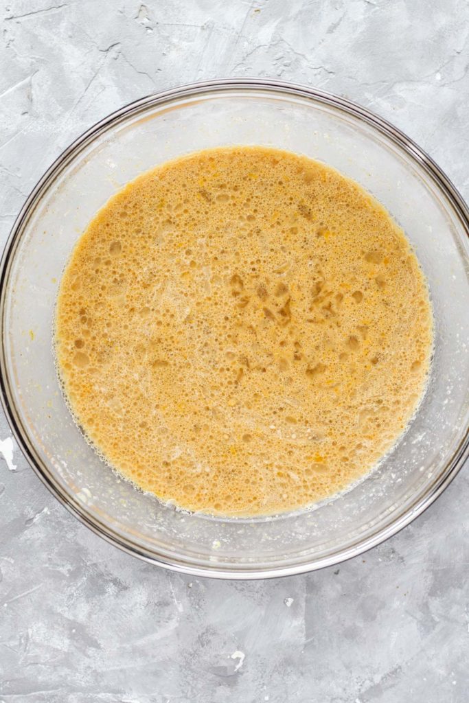 Wet ingredients in a bowl.
