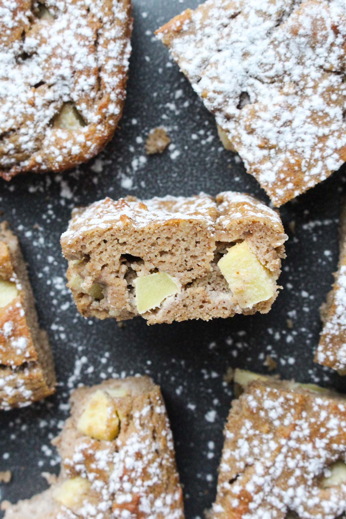 Side shot of apple spice cake.