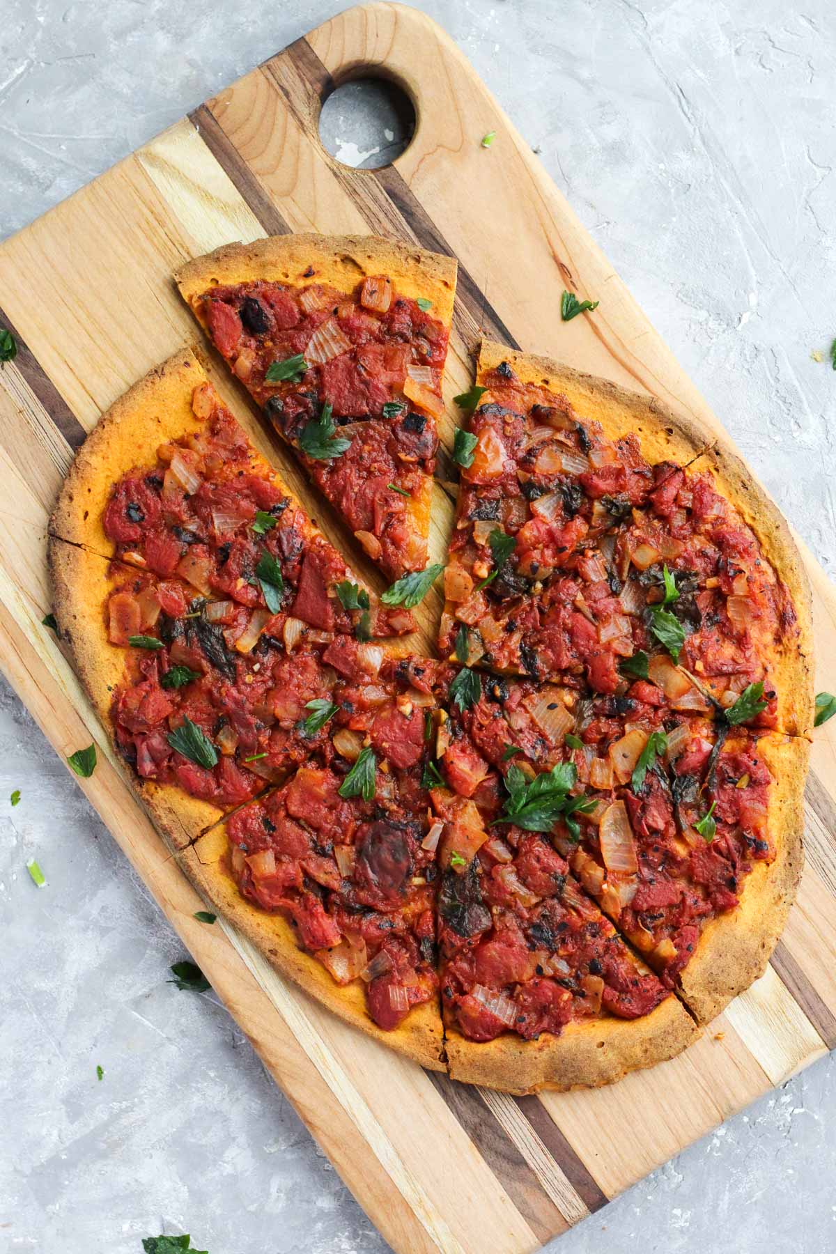Overhead shot of pizza.