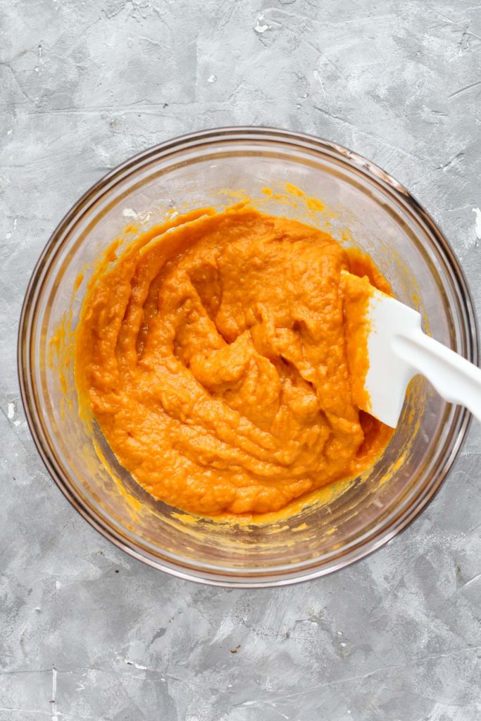Mixing wet ingredients.