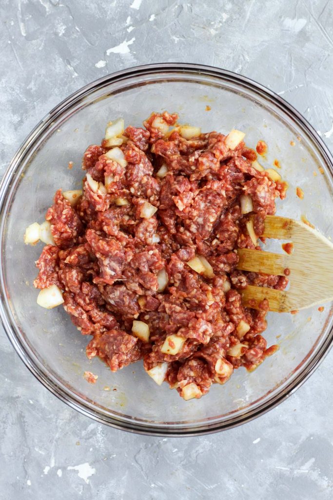 Meat mixture before being rolled into burgers.