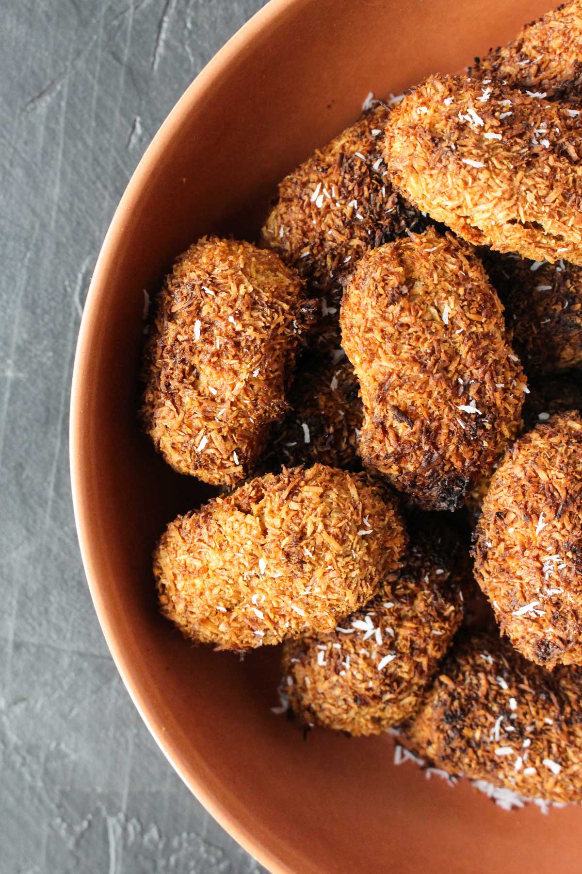 Bowl of sweet potato tots.