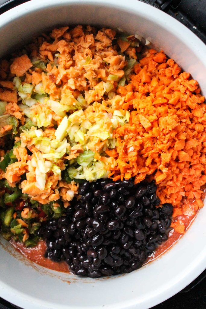 Vegetables added into pot.