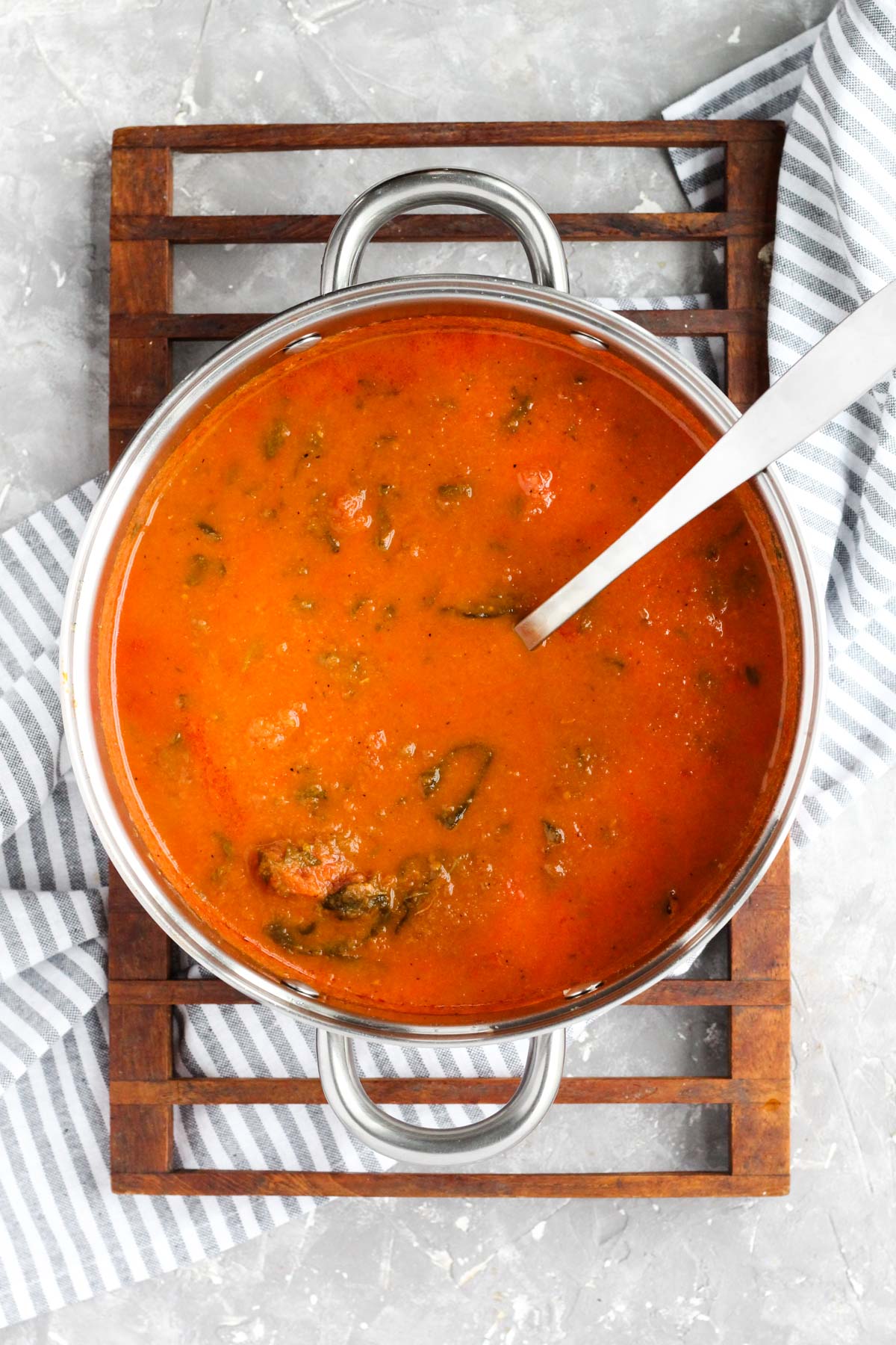 Sauce in pot after simmering for 45 minutes.