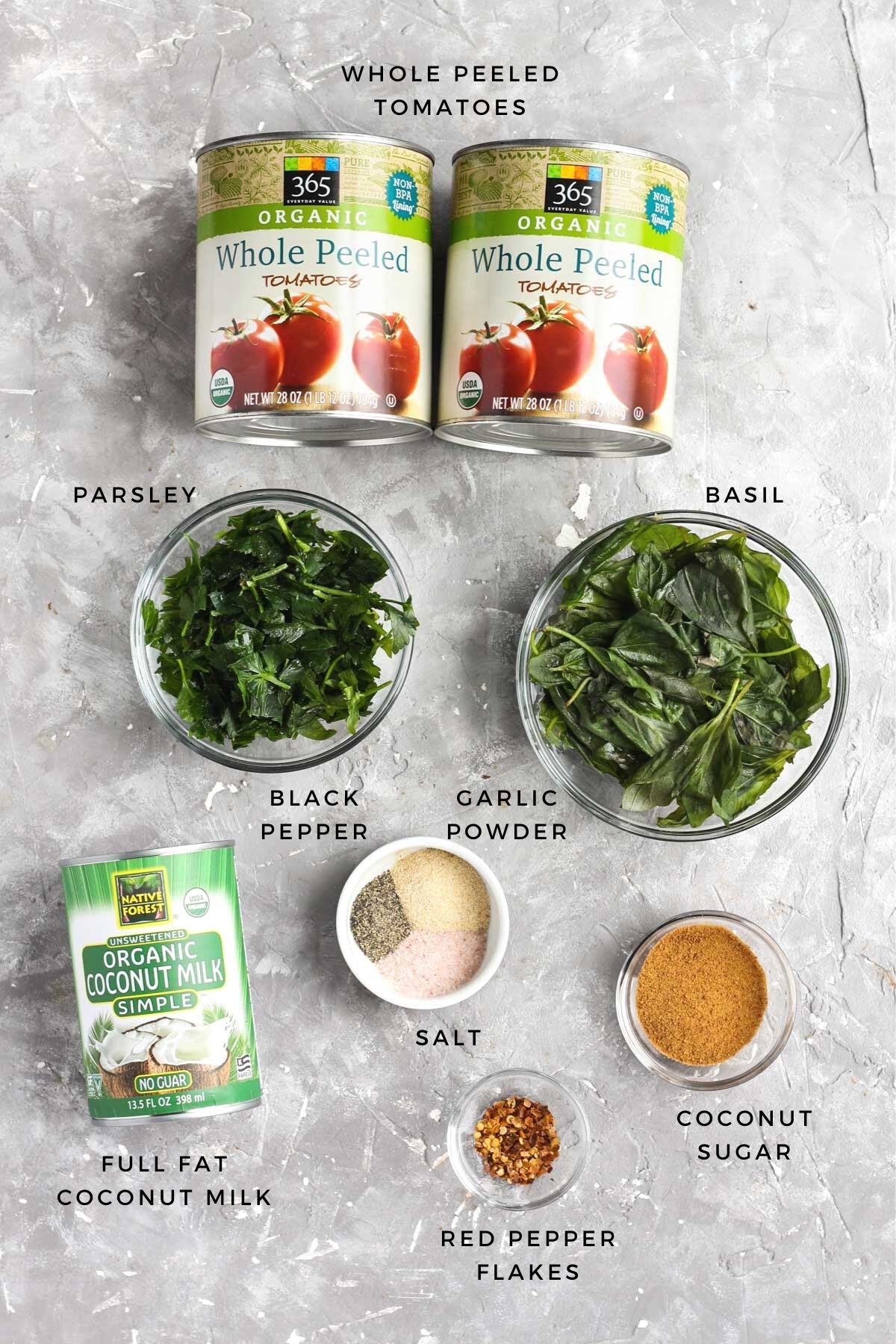 Overhead shot of ingredients.
