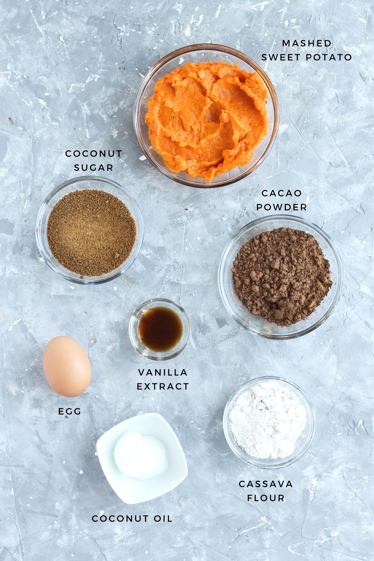 Overhead shot of brownie ingredients.
