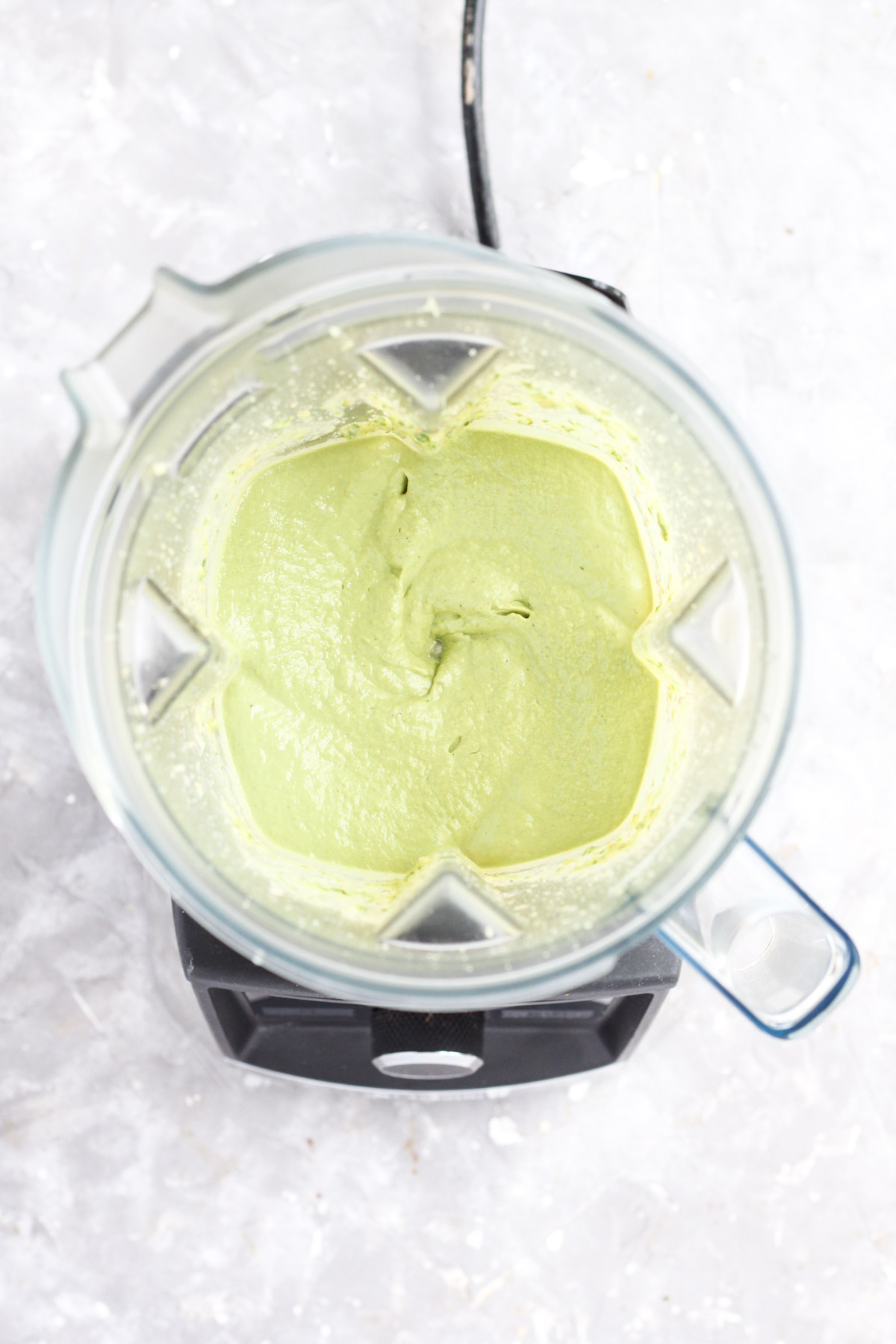 Creamy pesto in blender.