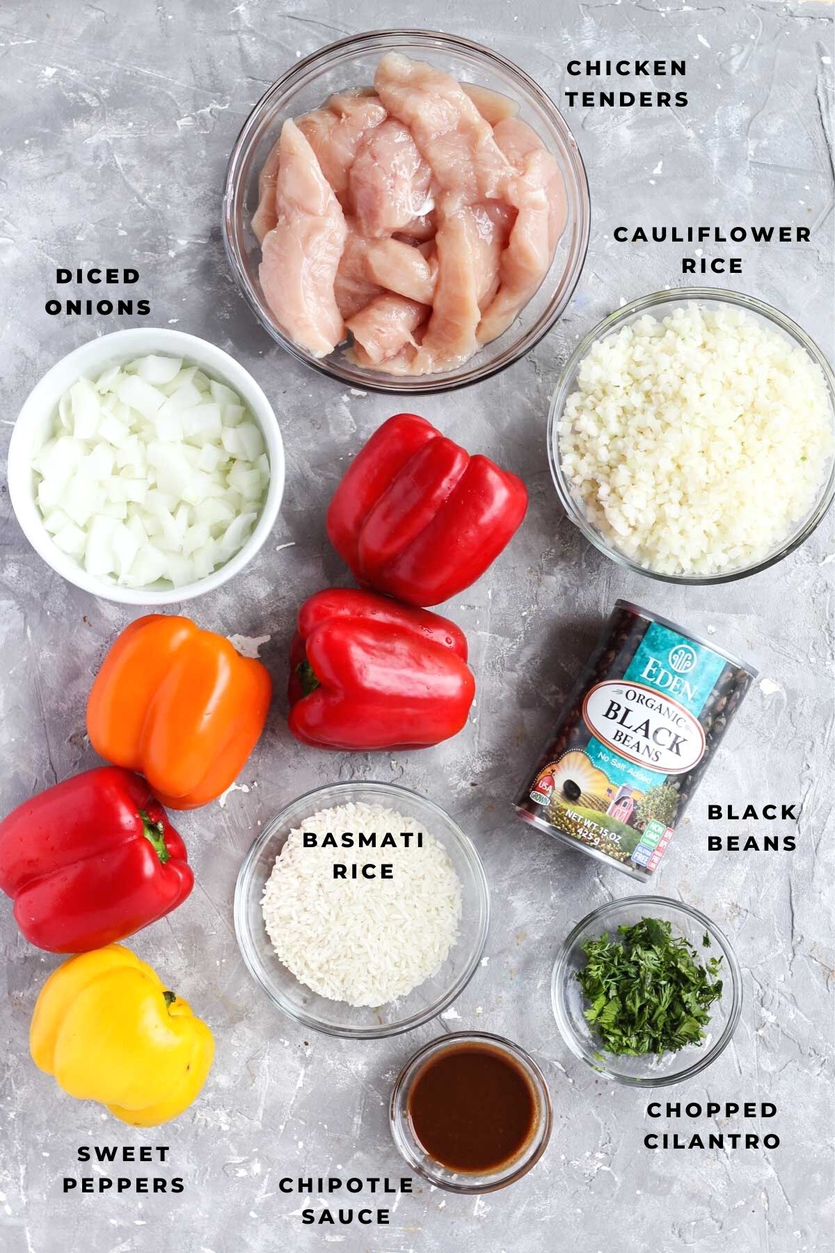 Overhead shot of ingredients.