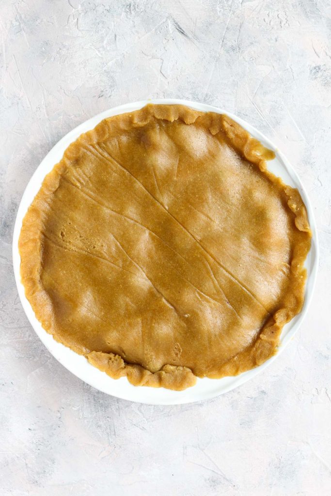 Pastry topping on top before going into the oven.