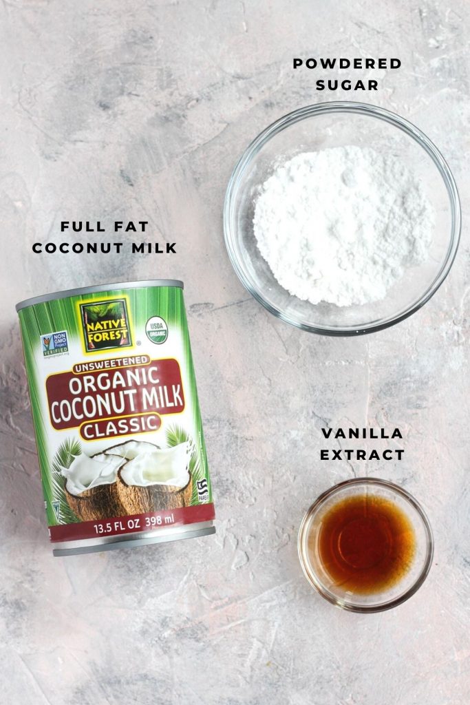 Overhead shot of whipped cream ingredients.