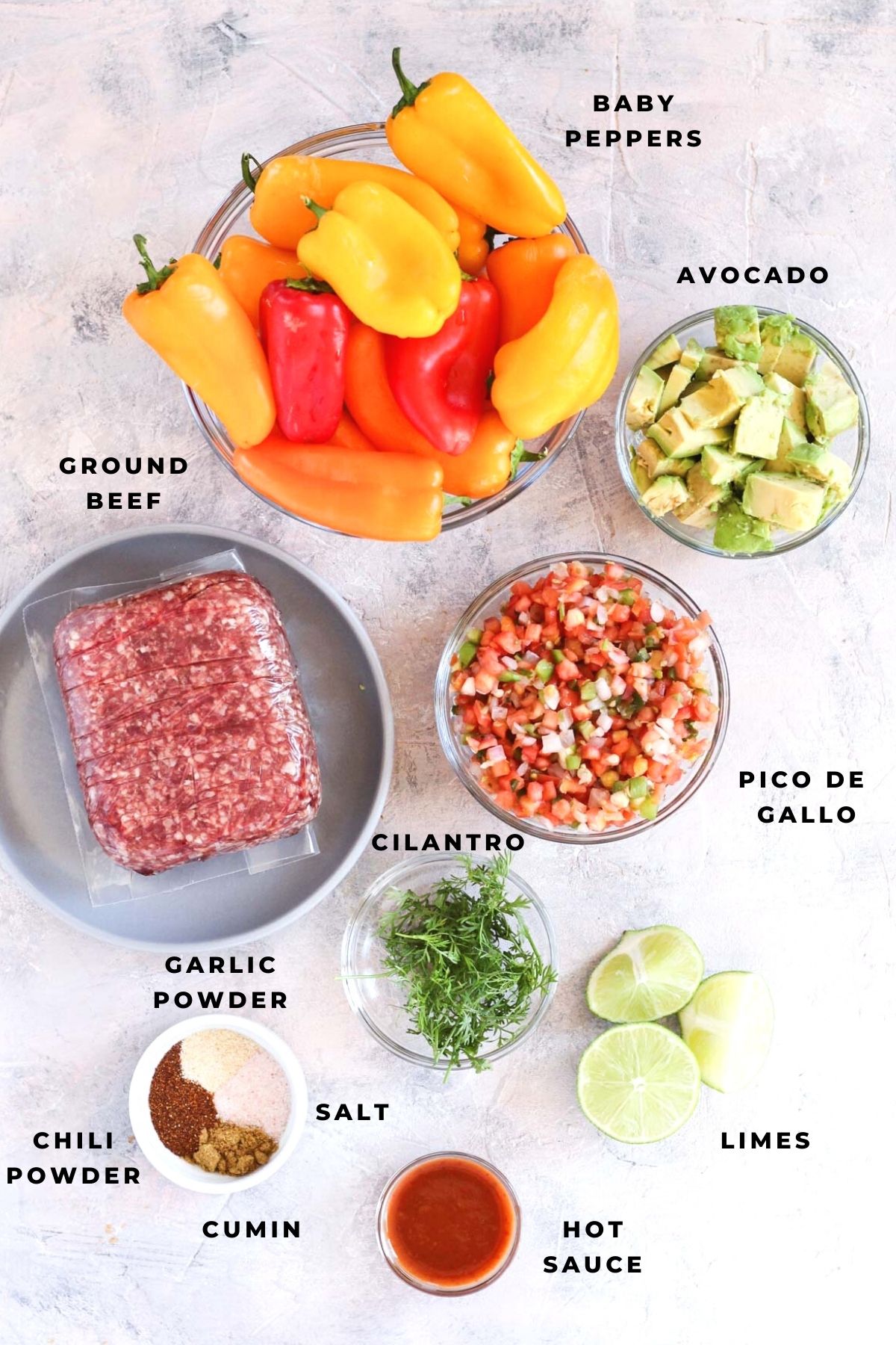 Overhead shot of ingredients.