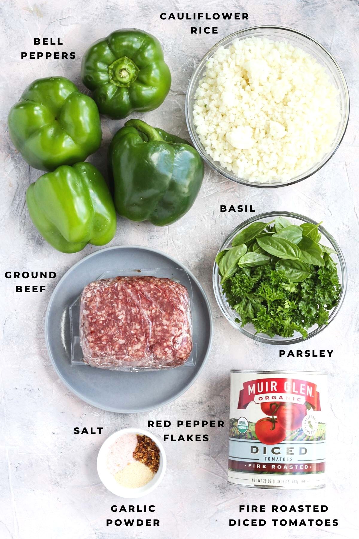 Overhead shot of ingredients.