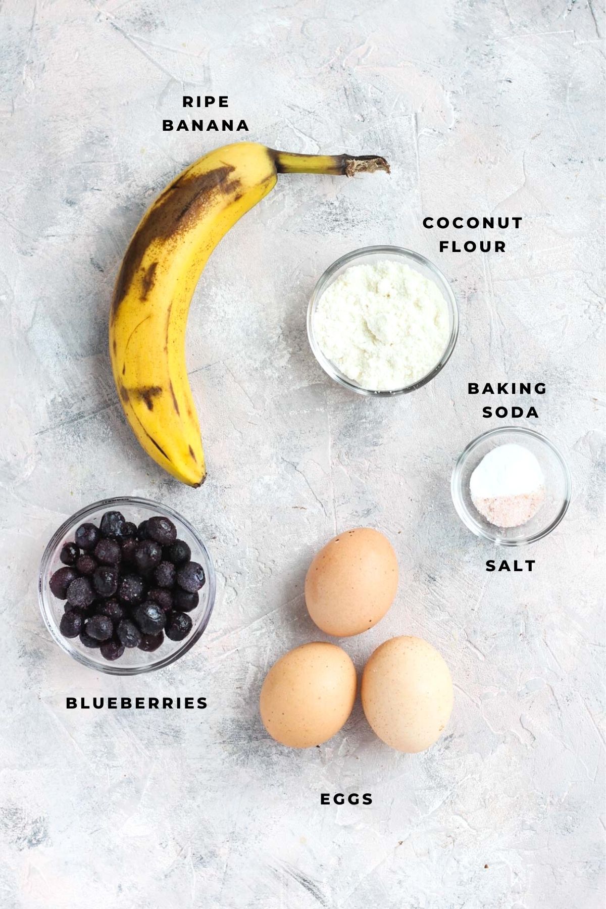 Overhead shot of pancake ingredients.