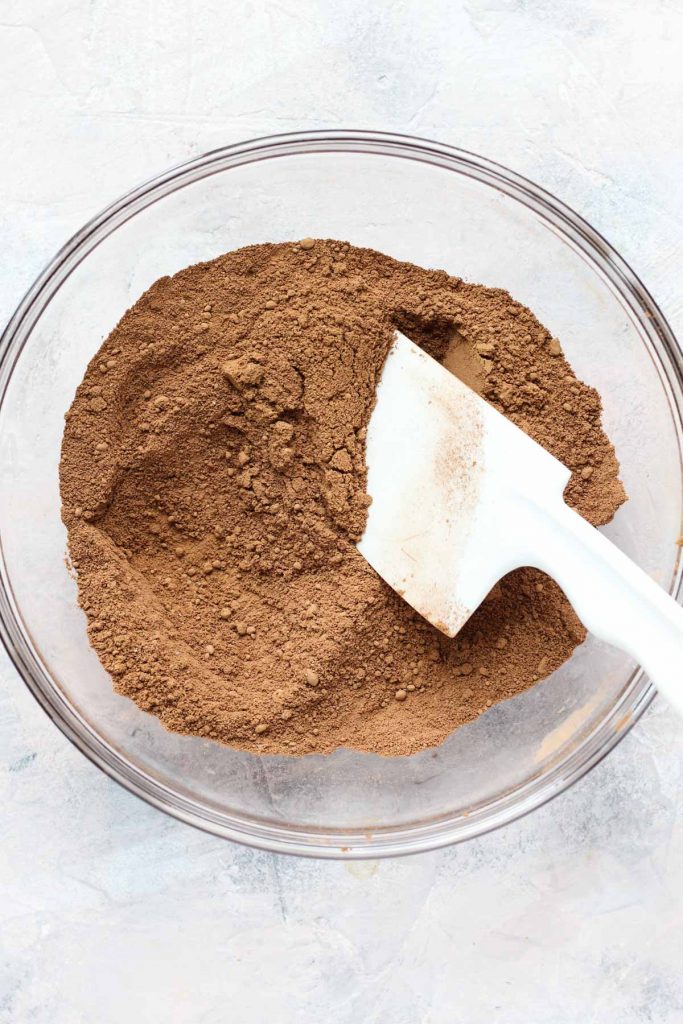 Dry ingredients mixed in a bowl.