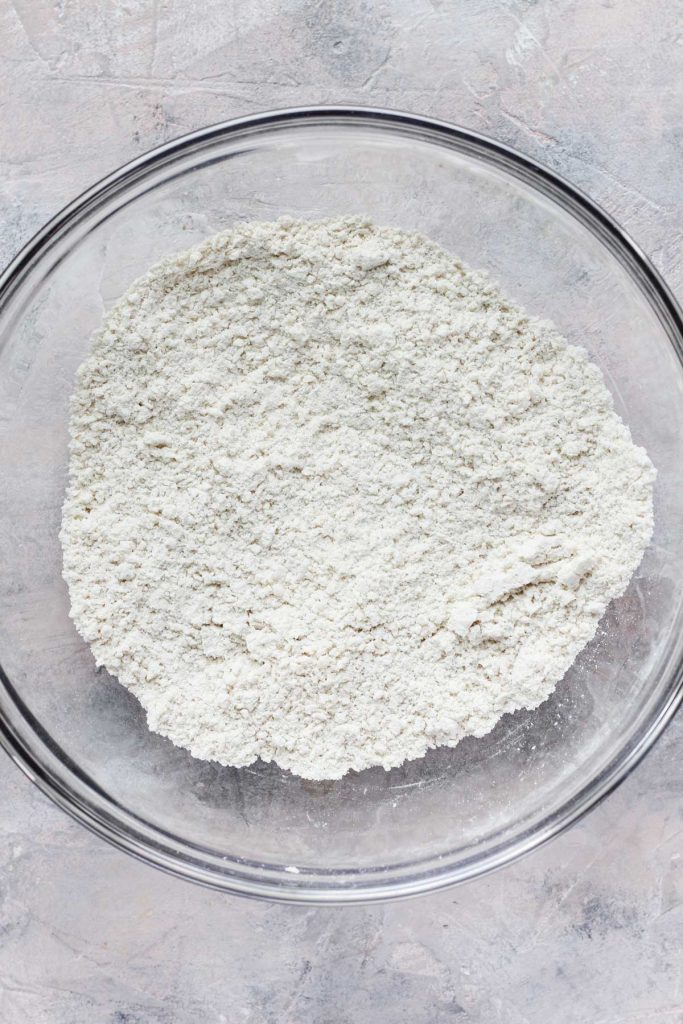 Dry ingredients in mixing bowl.