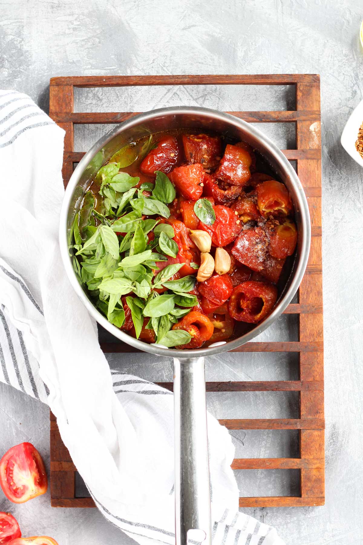 All ingredients in a sauce pan.