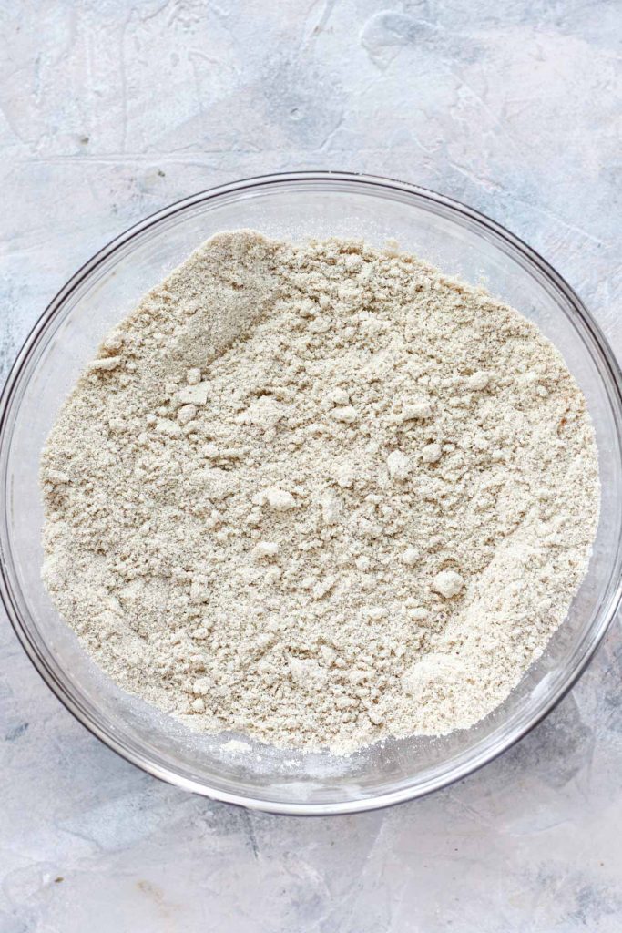 Dry ingredients in mixing bowl.