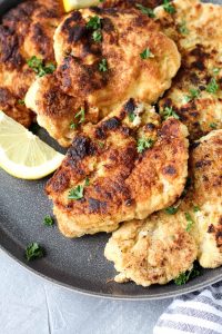 Plate of chicken cutlets.