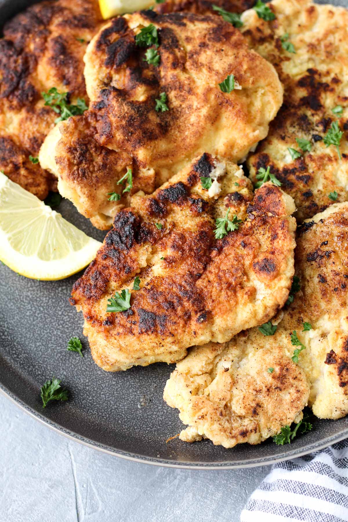 Plate of chicken cutlets.