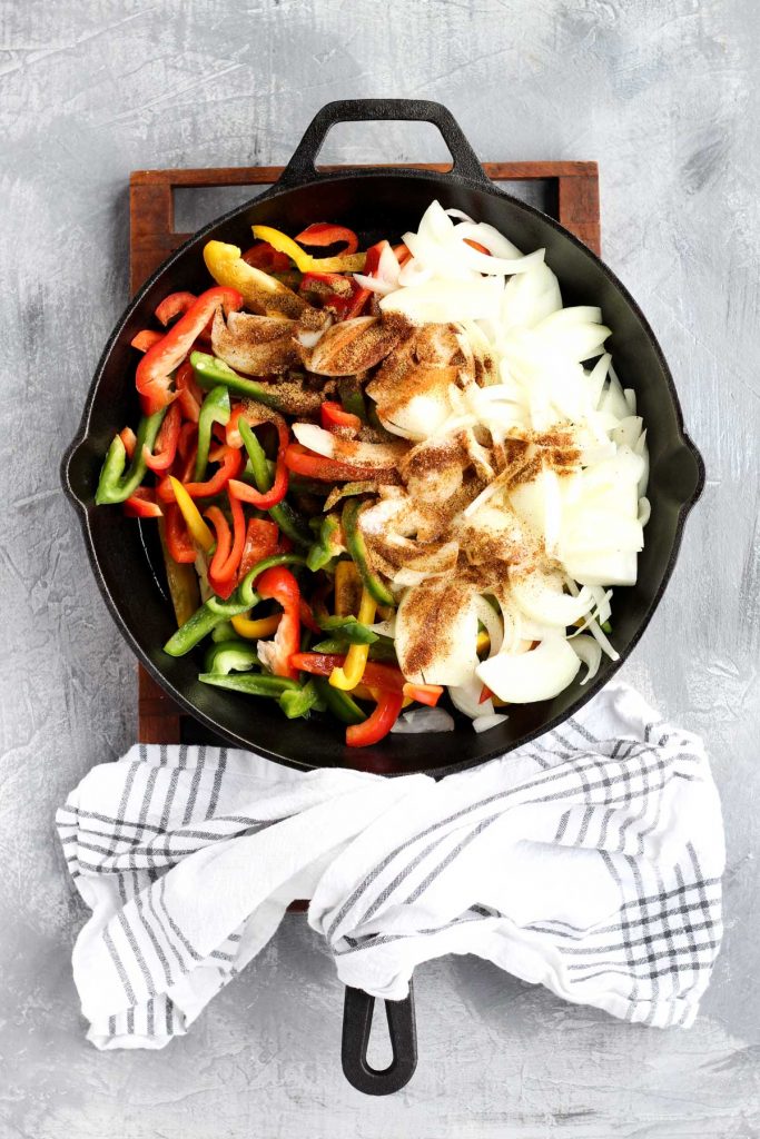 All ingredients in pan before cooking.