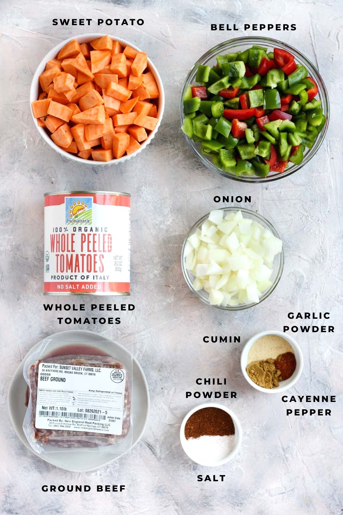 Overhead shot of ingredients.