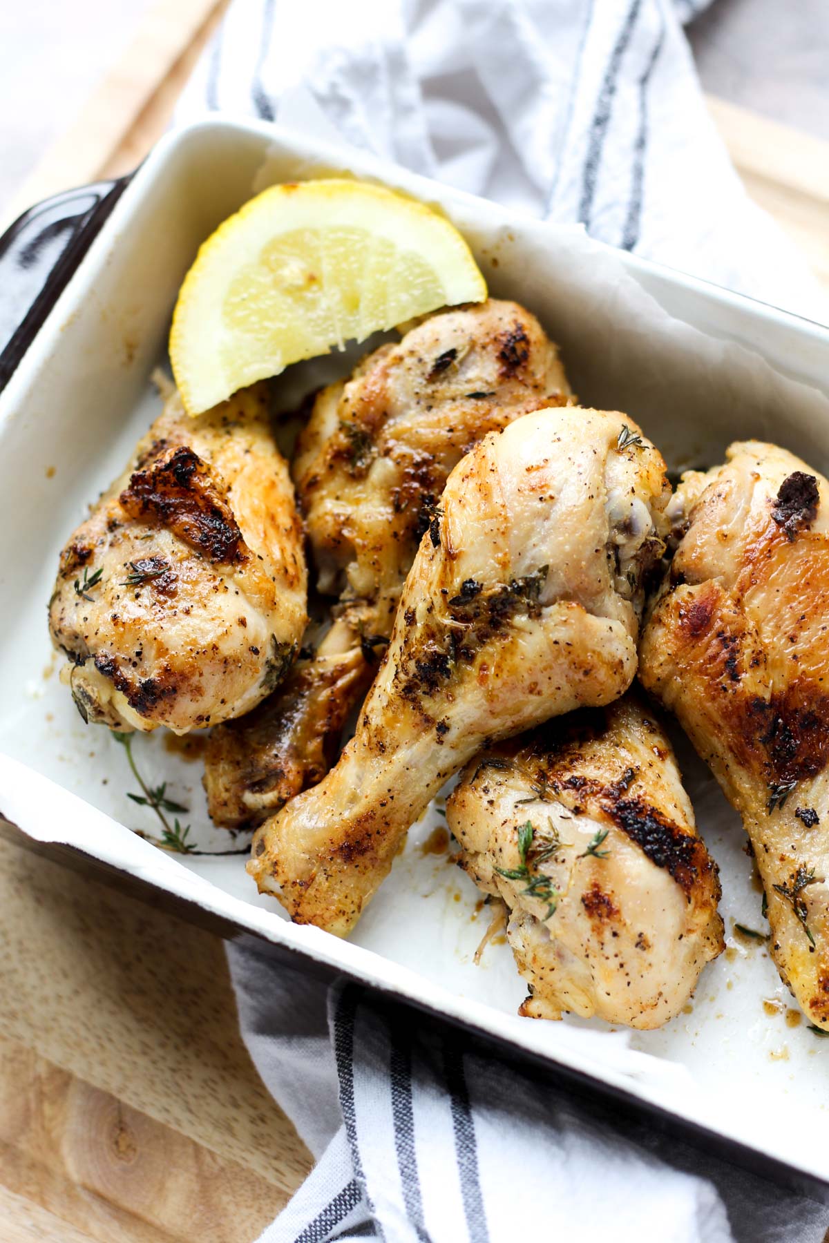 Baking pan with crispy wings.