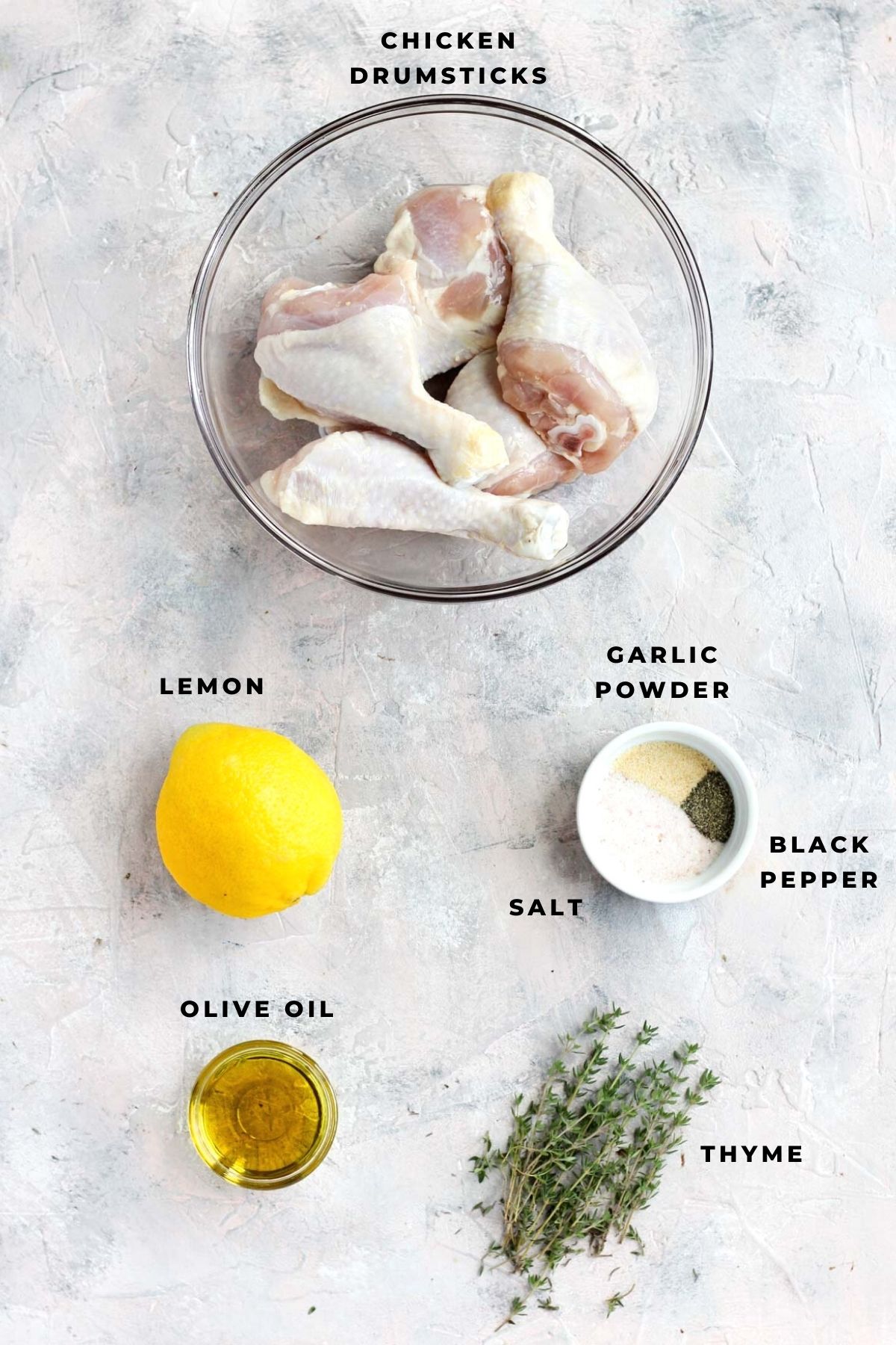 Overhead shot of wing ingredients.