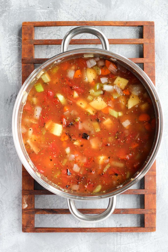 Soup in pot.