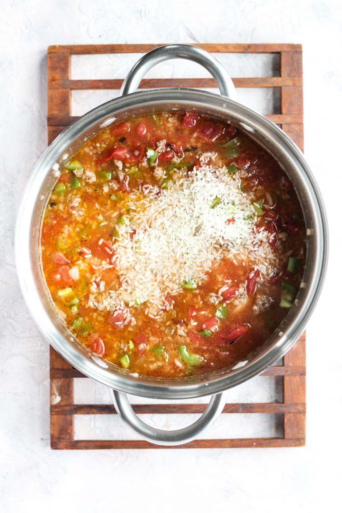 Soup with basmati rice added on top.