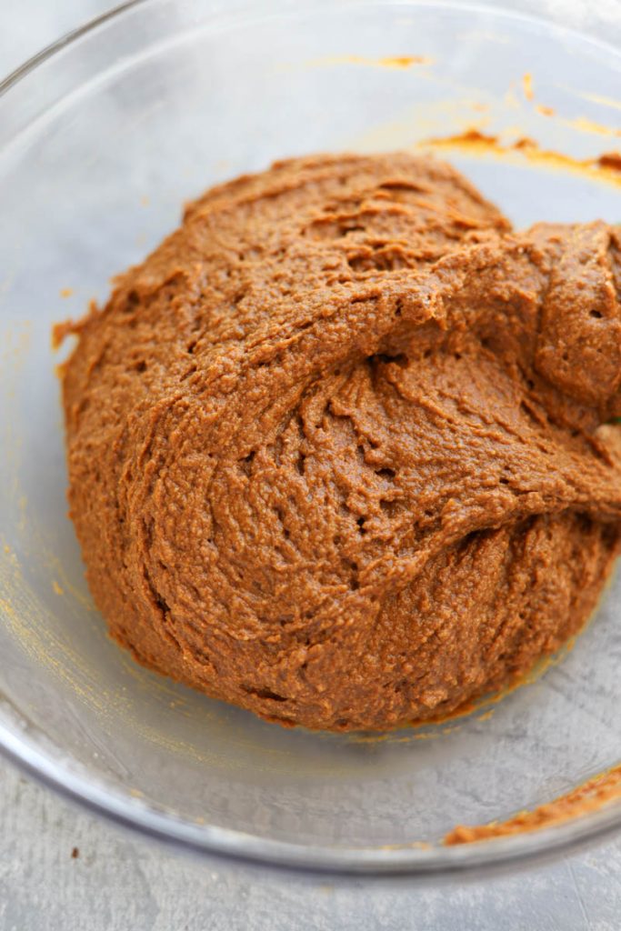 Muffin batter in mixing bowl.
