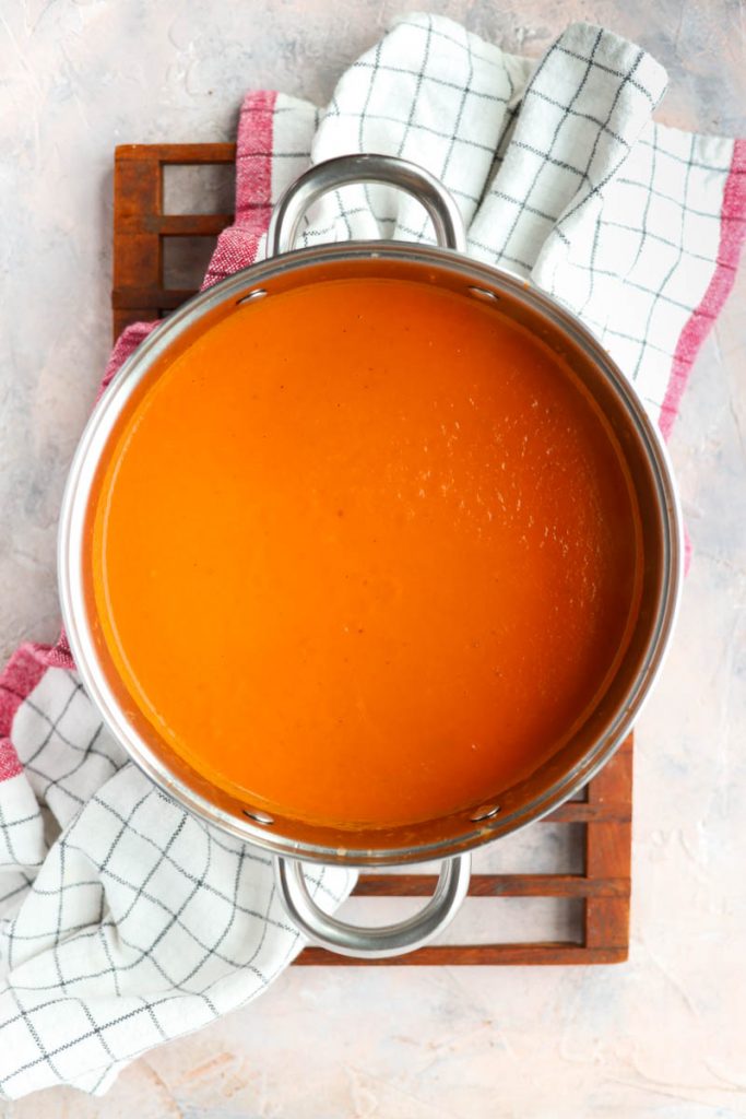 Finished tomato carrot soup blended.