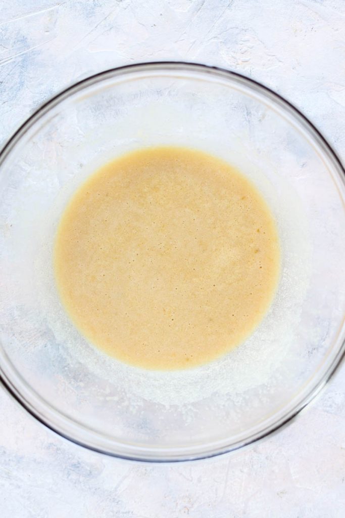 Wet ingredients in mixing bowl.