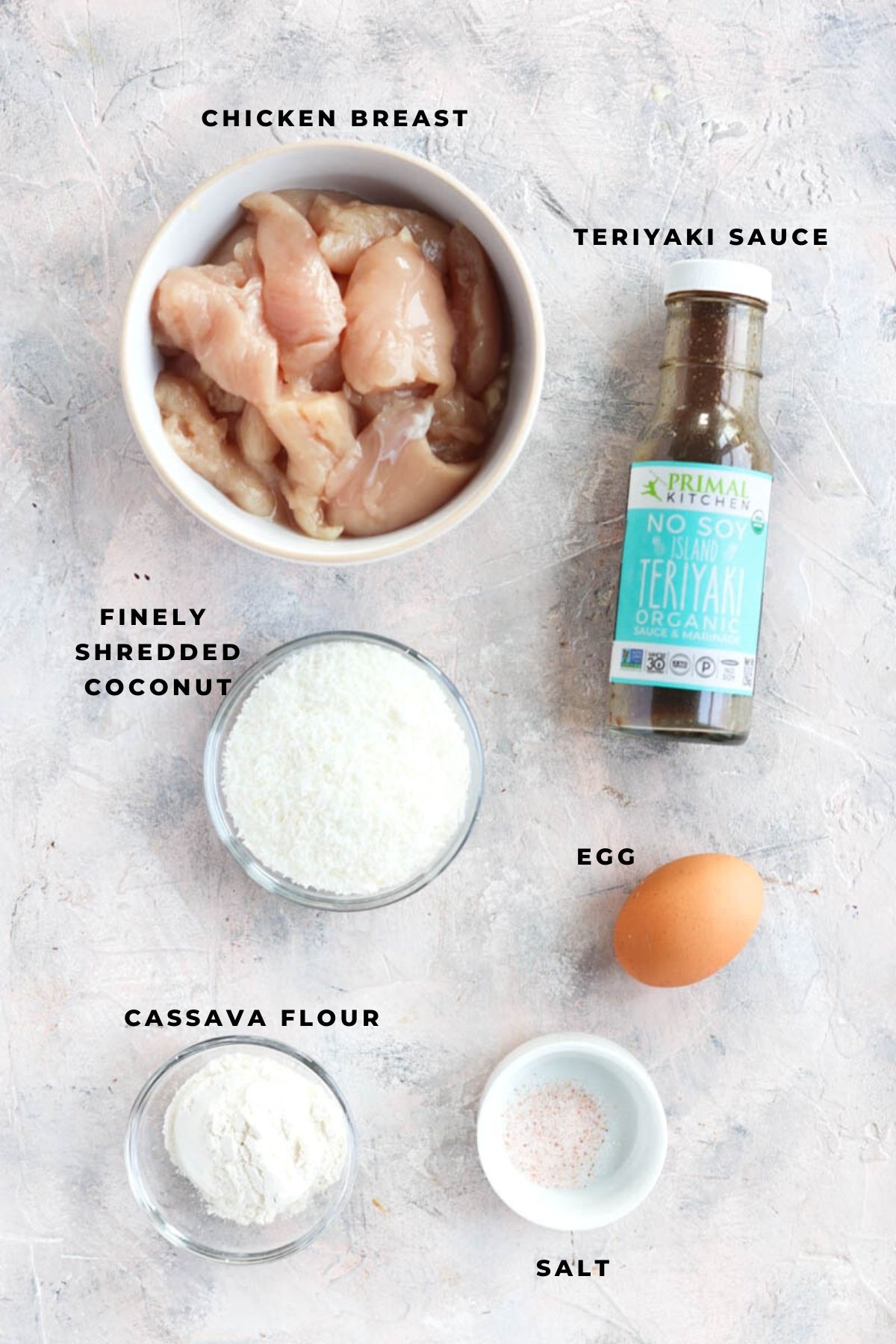 Overhead shot of teriyaki chicken ingredients.