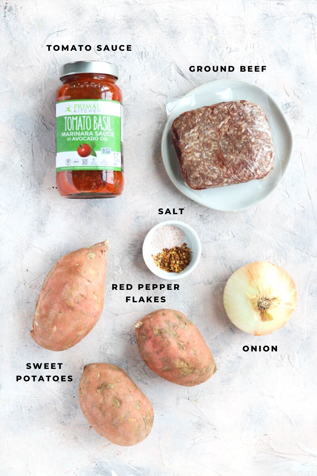 Overhead shot of ingredients.