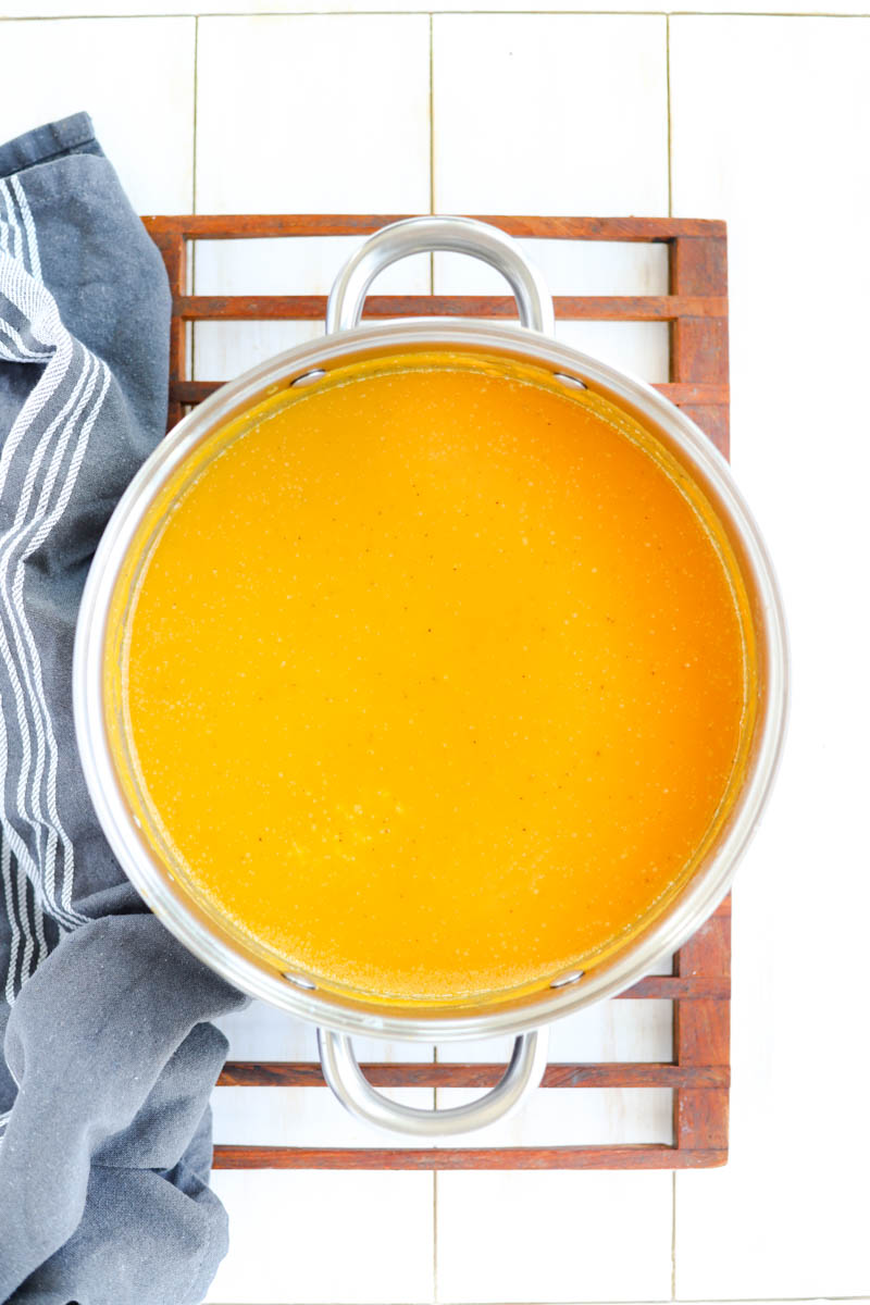 Butternut squash soup in large pot.