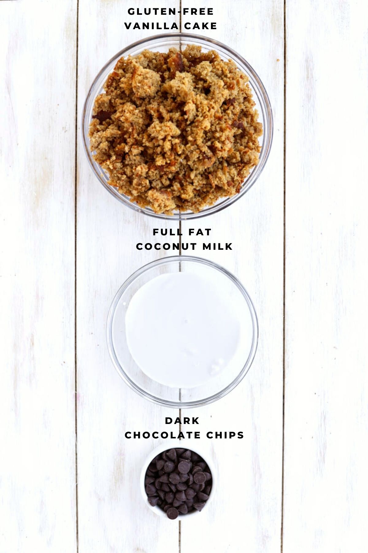 Overhead shot of vanilla cake pop ingredients.