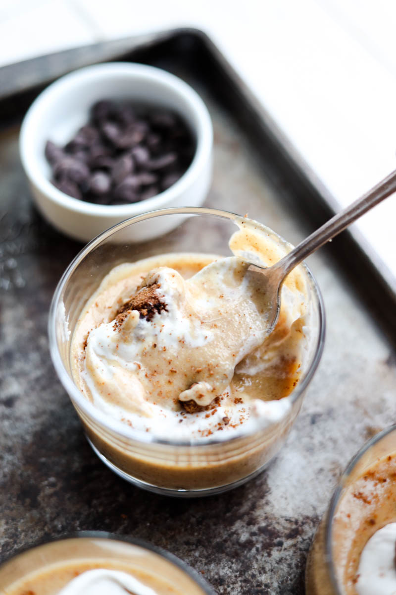 Spoon scooping out cookie dough yogurt.