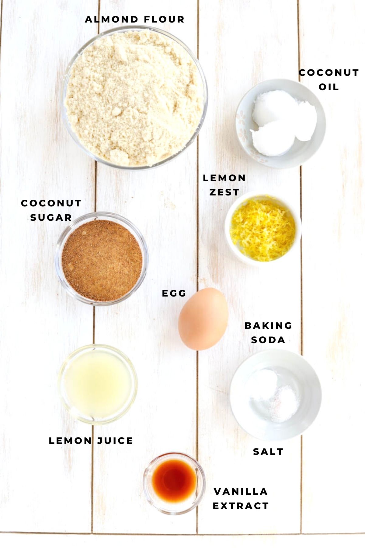 Overhead shot of lemon cookie ingredients.